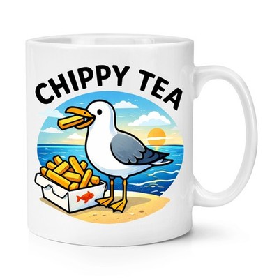 Chippy Tee Möwe 10 Unzen Becher Tasse Fish & Chips lustiger Witz Papa Opa Vatertag
