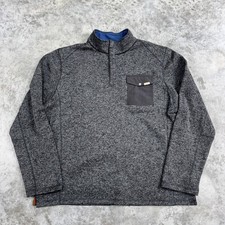 Woolrich Pullover Sweater Mens 2XL Gray Quarter Zip Knit Fleece Pocket Outdoors