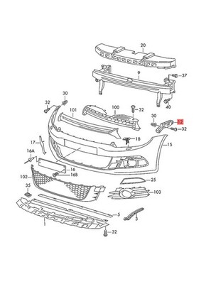 Genuine VW Scirocco 137 138 Guide Profile side Left 1K8807183B