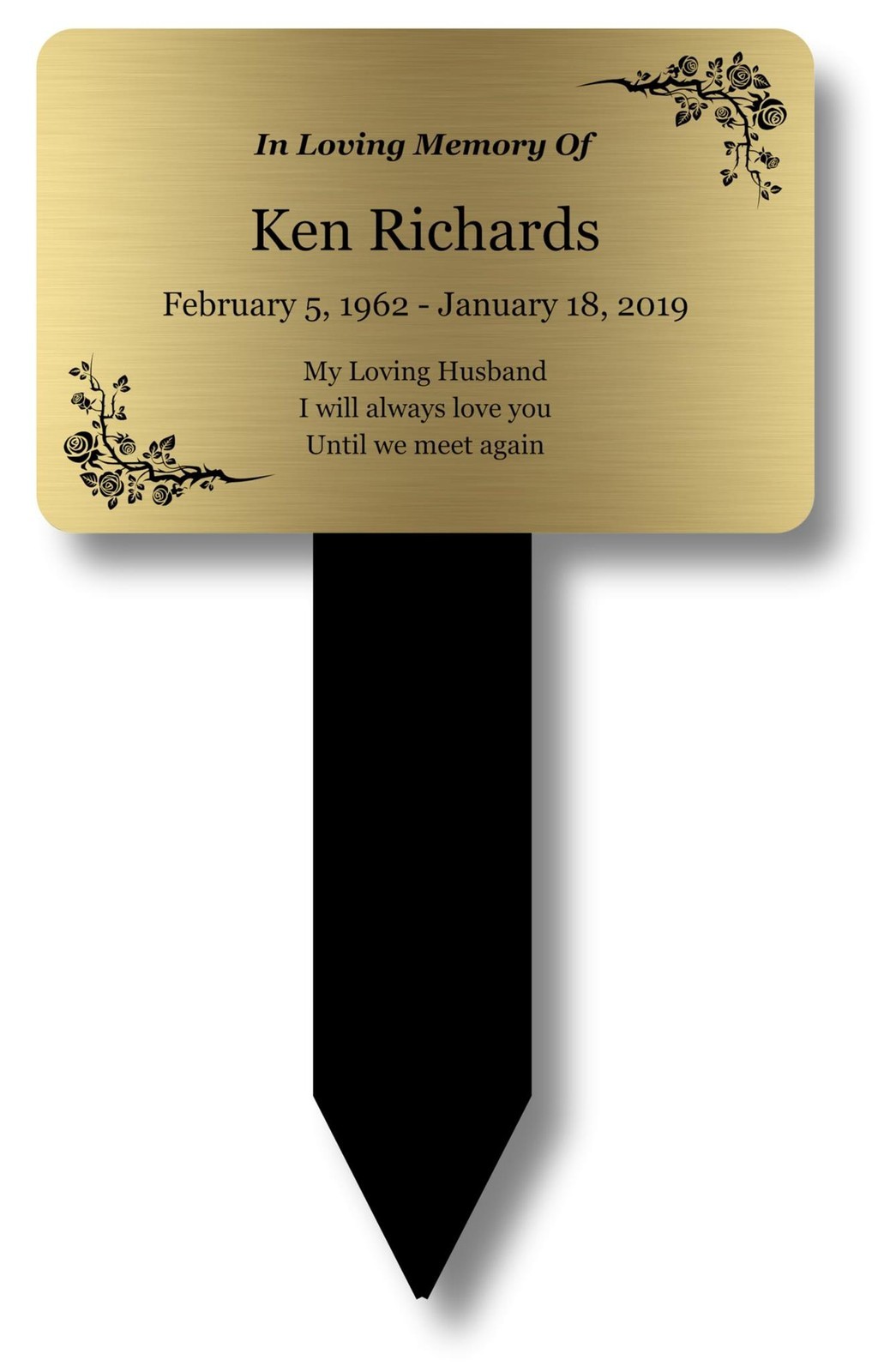 Personalised Gold Memorial Stake – Outdoor Grave Marker, 140×230 mm