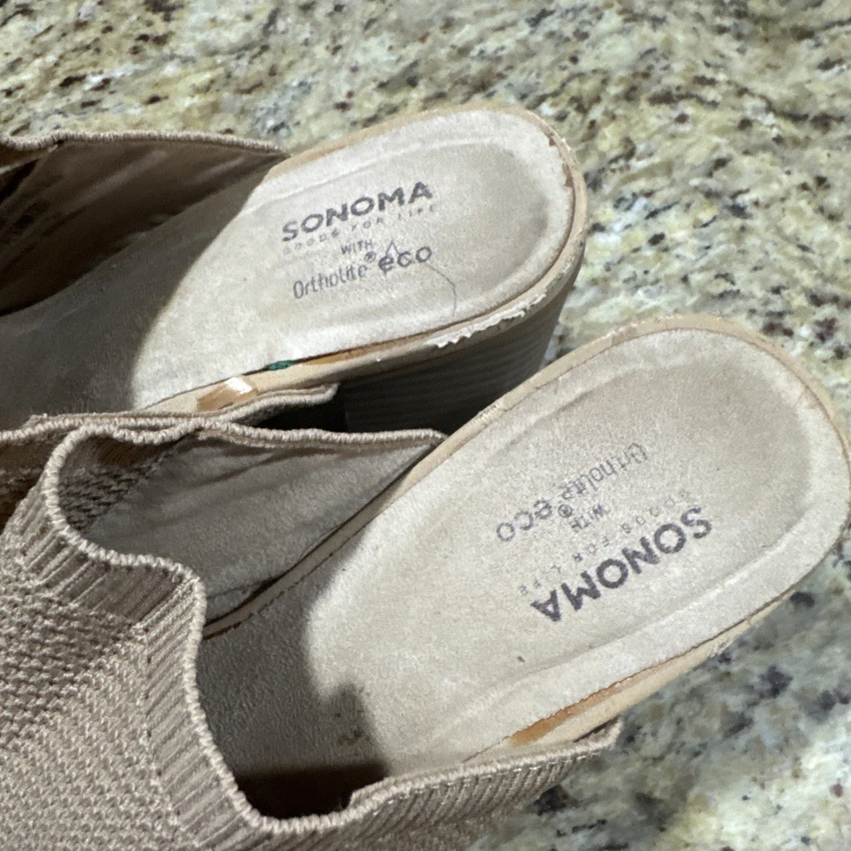 Zapatos de tacón alto Sonoma Goods For Life vestido de tilo mulas tostado para mujer talla: 9,5 M Foto 3 de 4