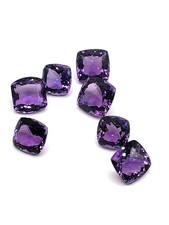 16 mm AAA Quality Certified Natural Amethyst Cushion Cut Faceted Gemstones Lot