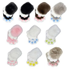 Plush Furry Cats Paws Gloves with Claws Animal Foxes Paws Mittens Fursuit Paws