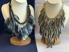 Vtg Joan Rivers Necklace Lot Costume Jewelry Blue / Gray & Black Stripe Acrylic