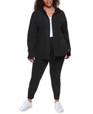 Calvin Klein Women's Plus Size Hooded Jacket (Black, 2X)