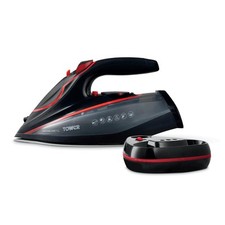 Tower Steam Iron, XL Ceramic Soleplate, 3100W, Red & Black, T22035RED
