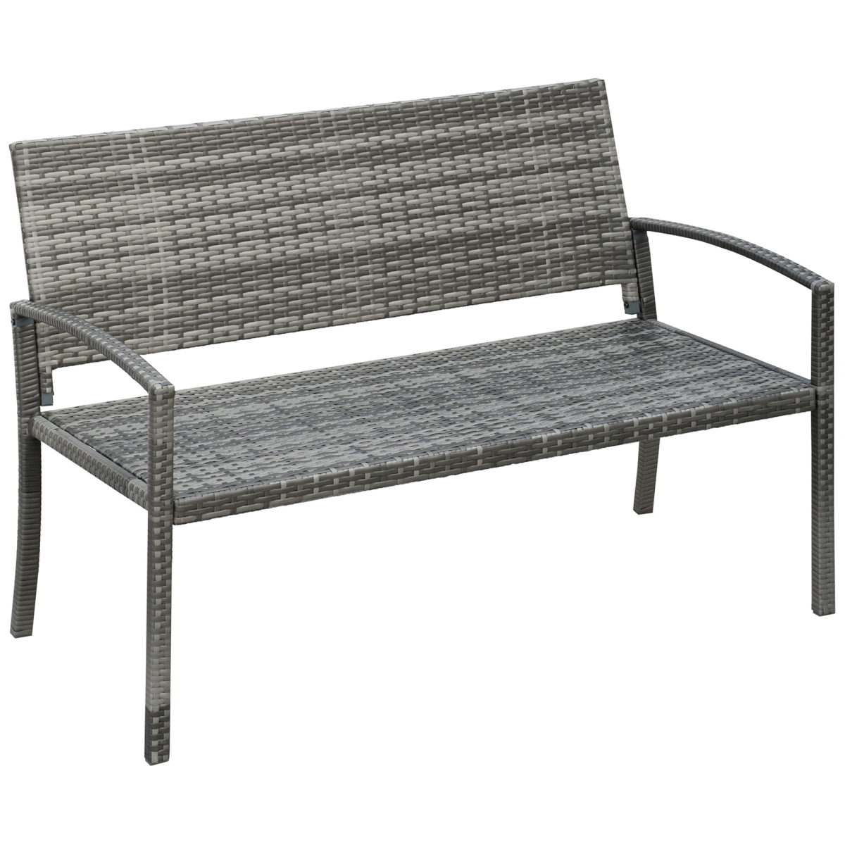 Outsunny Patio Rattan 2 Seater Garden Bench Grey - Image 2