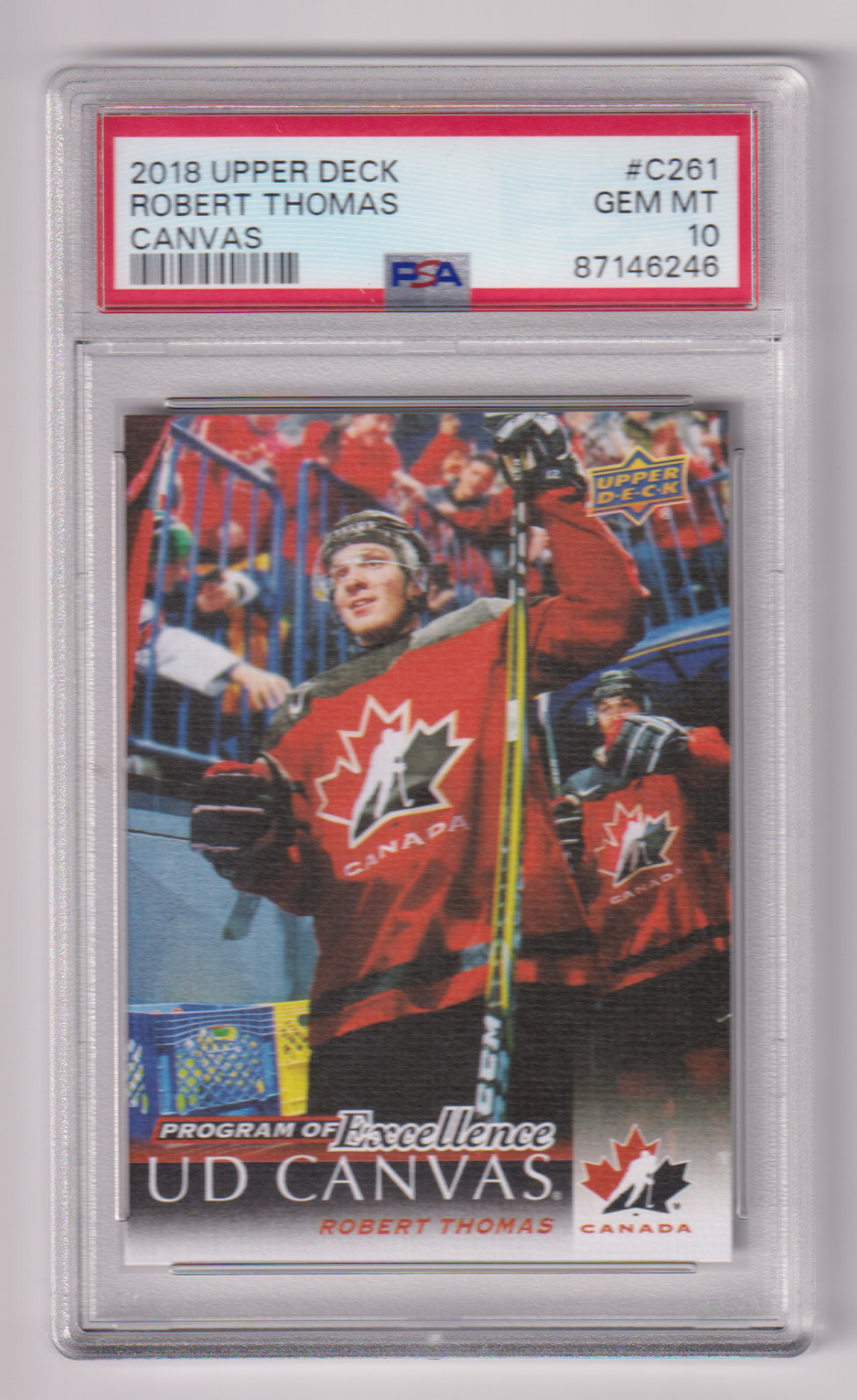 2018-19 Upper Deck Robert Thomas UD Canvas POE Rookie PSA 10 Gem Mint