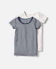 UNIQLO Cotton Ribbed Striped T-Shirt 2 Pack Japan NEW