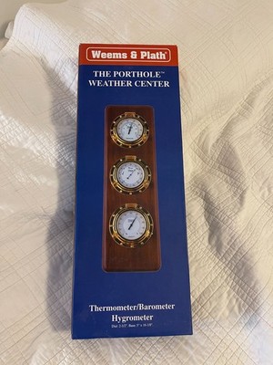 Weems & Plath Brass Porthole Weather Center, Thermometer/Barometer Hygrometer