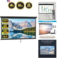 Outdoor Projector Screen 100 Inch HD Pull Down Folding Indoor Outdoor Movie