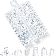 6 Styles Silicone Earring Backs for Studs, 600 Pcs Clear Soft Earring Backings H