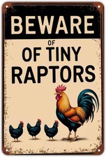 Beware of Tiny Raptors Chicken Family Tin Metal Signs Home D cor Vintage Rooster