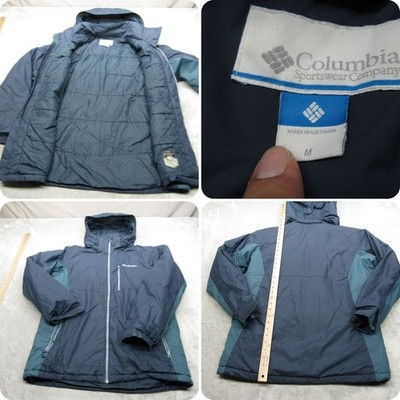 Columbia Jacket Men Medium Sea Blue Pockets Hooded Waterproof Insulated Full Zip