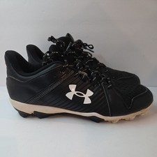 Under Armour Youth Leadoff Baseball Cleats Black White Size 10.5