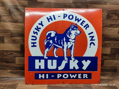 #ad Porcelain Husky Hi Power Enamel Metal Sign Size 30quot; x 30quot; Inches $129.99