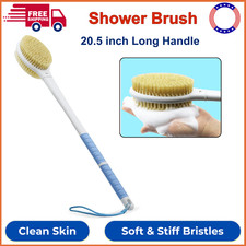 Shower Brush W/ Soft And Stiff Bristles, 20.5" Extra Long Handle Dual-Sided Back