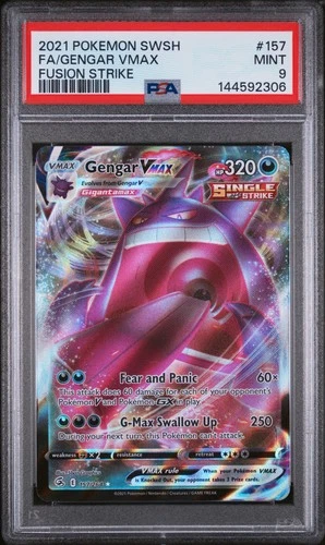 2021 POKEMON SWORD & SHIELD FUSION STRIKE #157 FULL ART/GENGAR VMAX PSA 9