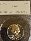 1951 Proof Washington Quarter Old Rattler Pcgs Pr65 Gorgeous Coin & Holder OGH