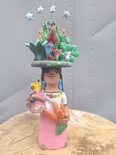 Vinyltage Josefina Aguilar Mexican Folk Art Pottery Guadalupe Flowers Cactus