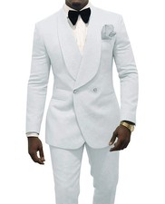Mens Suits Shawl Lapel Business Party Wedding Tuxedo Groom Bestman Bespoke White