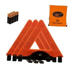 3-Pack LED Reflective Warning Triangles Kit for Road Safety - Metal - Pack of 3