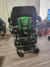 Quantum 6-Wheel Power Wheelchair w/ Reclining Backrest  Cup Holder, Black/Green