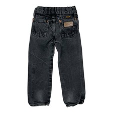 Vintage Wrangler Black Jeans Boys Size 4 Slim Western Cowboy Adjustable Waist