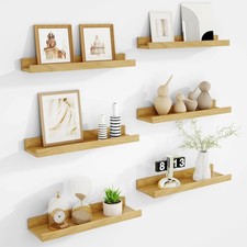 Floating Shelves Set of 6, 16 Inch Picture Ledge Shelf with Lip for 16" Oak