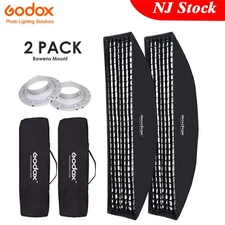 US Godox 22x90cm Rectangle Bowens Mount Strip Softbox with Grid For Strobe Flash
