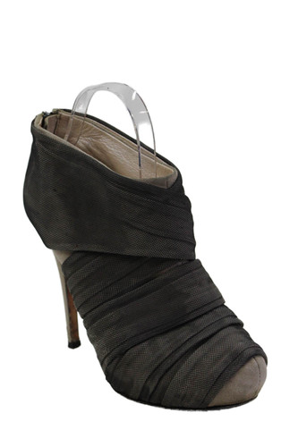 Jean Michel Cazabat Womens Back Zip Stiletto Mesh Overlay Booties Brown Size 38