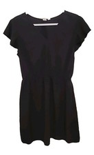Gap Ladies Elastic Waist Vneck Flutter Sleeve Dress.  Blk. Sz L