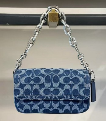 NWT COACH Charter Flap Crossbody Bag 18 In Signature Denim CAM30