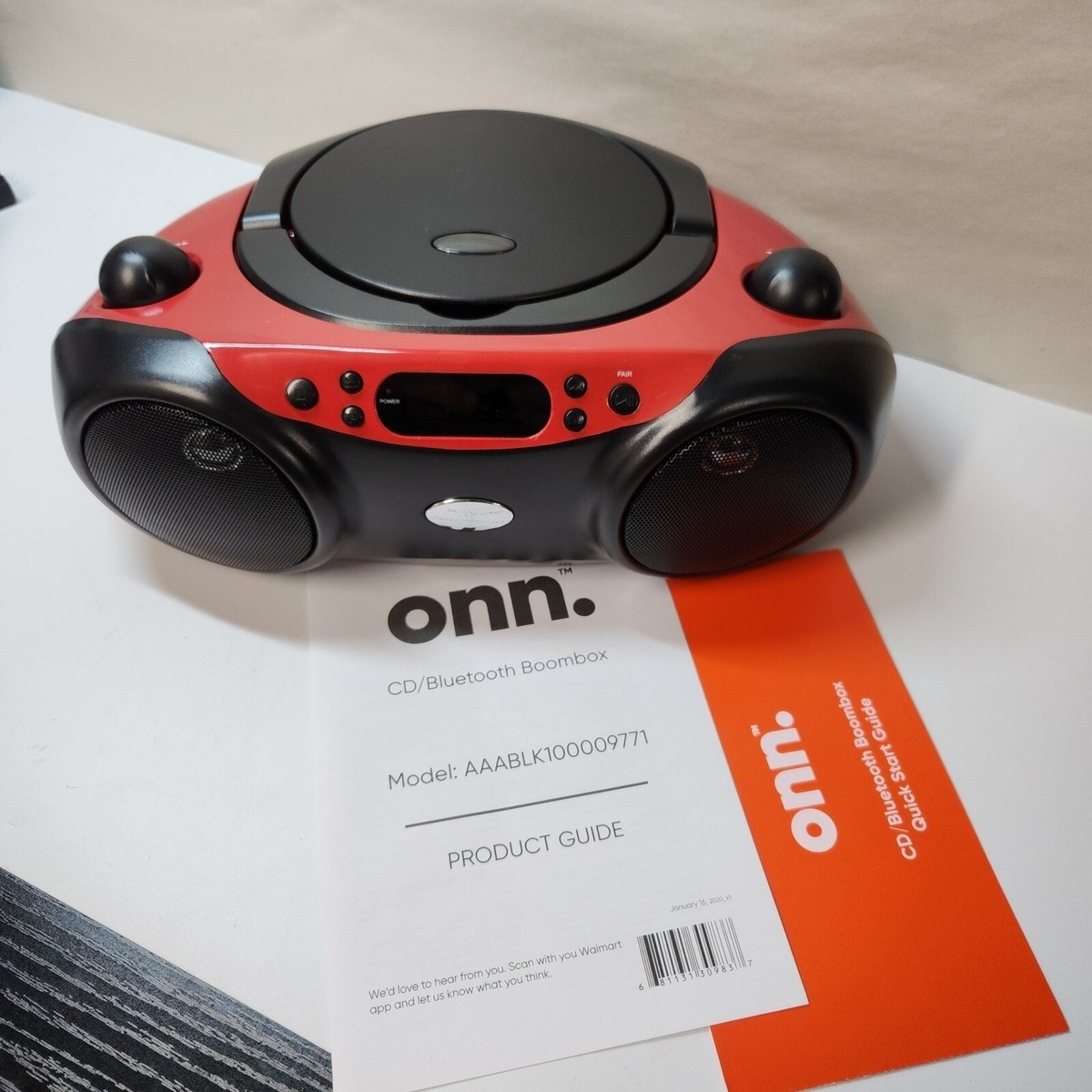ONN 2.0 Bluetooth CD Boombox Black AAABLK100009771 for sale