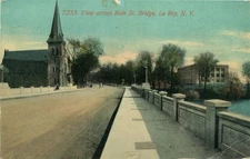 View across Main St. Bridge, Le Roy, New York Vintage Postcard