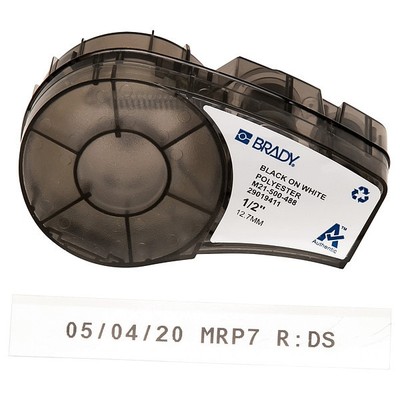 Brady Label Cartridge,Black/White,1/2 In. W M21-500-488 Brady M21-500-488