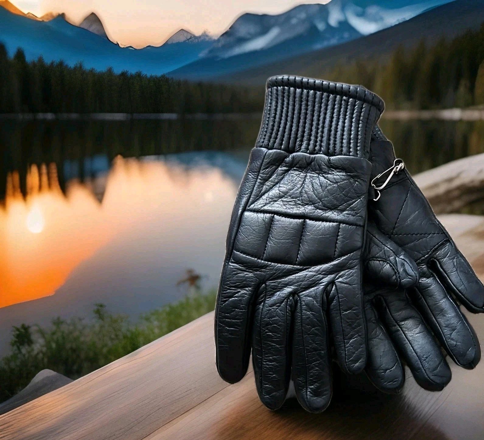 Vintage Mohawk Sports Women's Black Leather Insulated Gloves Women's Size Large