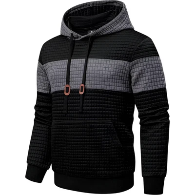 Sweat à Capuche Homme Noir Manches Longues Sport avec Poche Kangourou Taille L - Photo 1/4