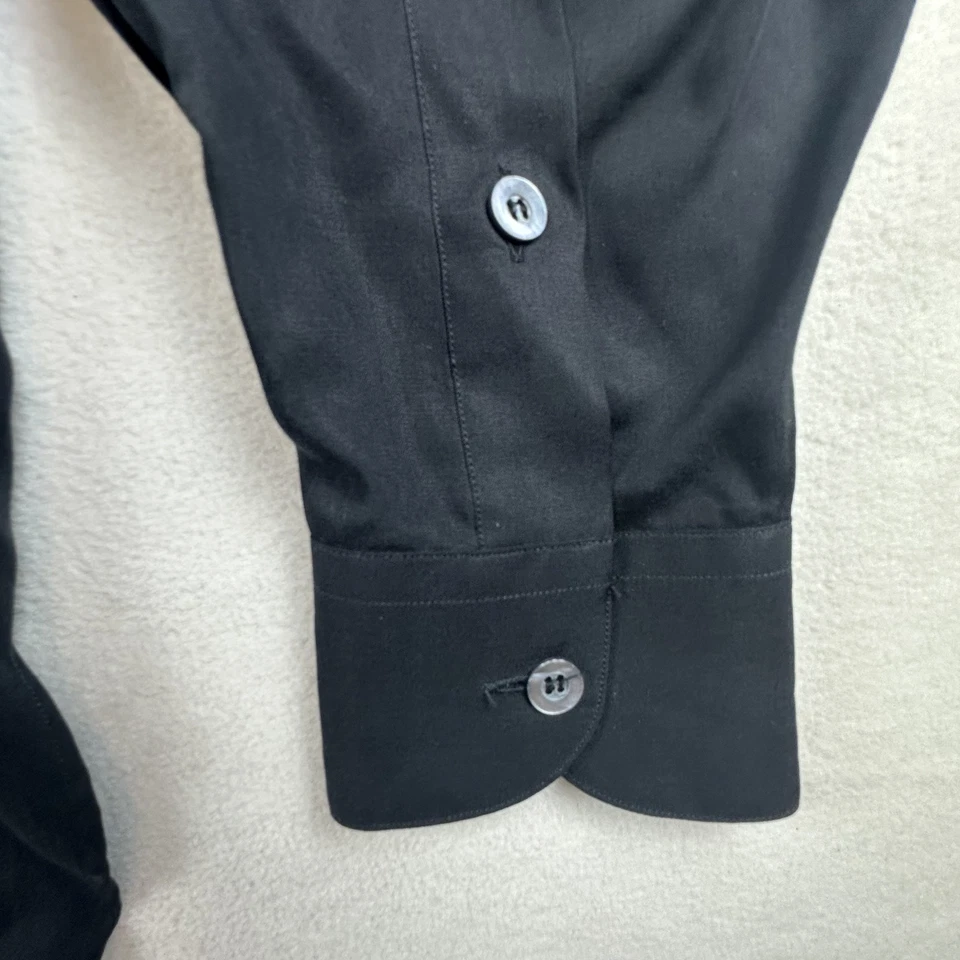 Ermenegildo Zegna Shirt Mens Medium Black Long Sleeve Button Up Lyocell Italy - Image 3 of 4