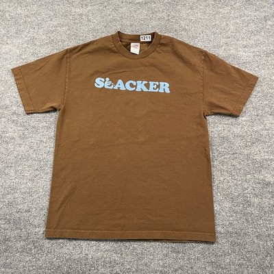Vintage 90s Lazy Gamer Slacker Shirt Large 21x27 Brown Spellout