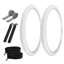 PRO TIRES 700 x 40 White P-1134 W/ TUBES, RIM STRIPS, TIRE LEVERS 48mm Schrader
