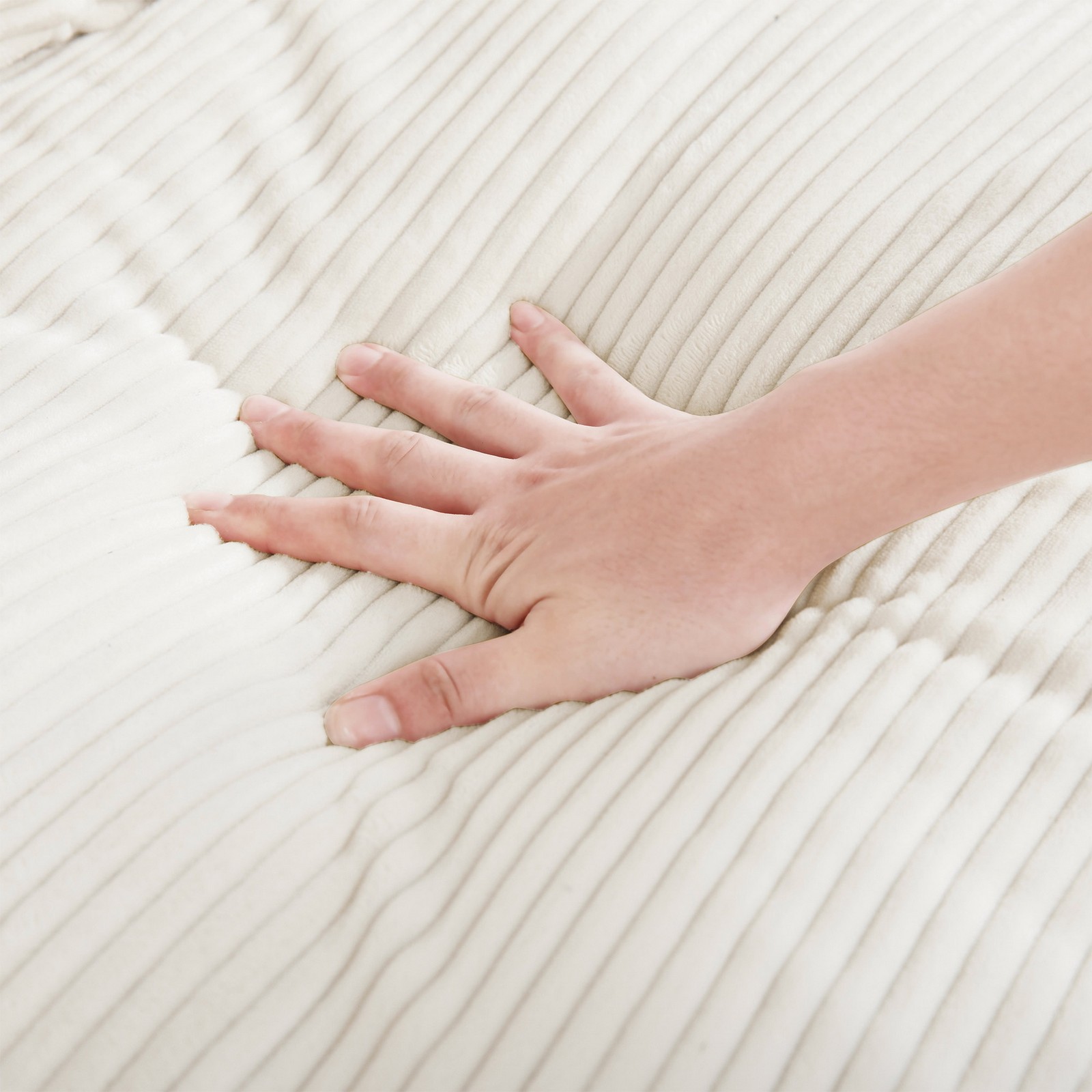 Oversized Cozy Corduroy Fabric Storage Ottoman Hide Compartment Footrest Cushion