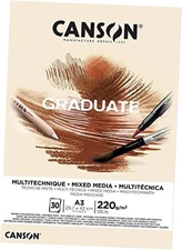  Graduate Mixed Media 200gsm Paper, Double Sided: Grained And Smooth, Pad A3