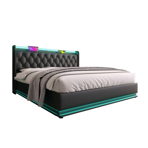 Twin/Full/Queen/King Size Upholstered Platform Bed w/ Hydraulic Storage System - Picture 20 of 72