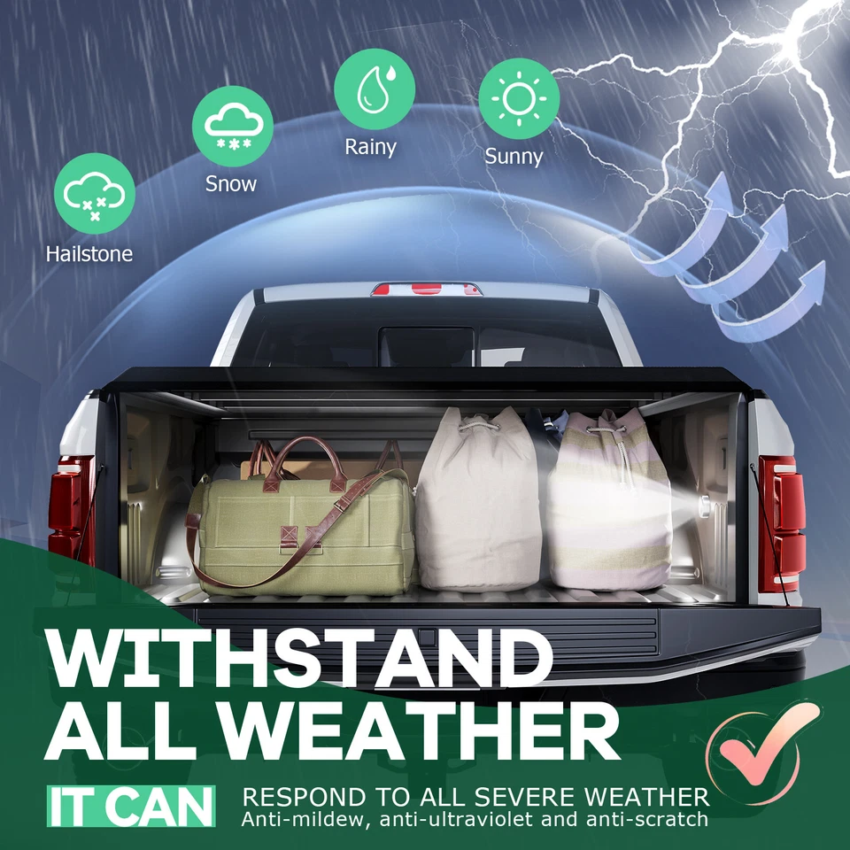 6.5FT Soft Roll Up Tonneau Cover Truck Bed w/Lamp For Ford F150 Heritage 97-04 - Image 4 of 4