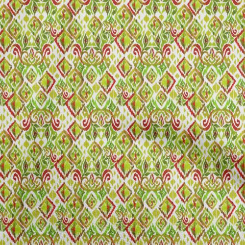 oneOone Cotton Flex Lime Green Fabric Ikat Diy Clothing Quilting-ljy - Picture 1 of 31