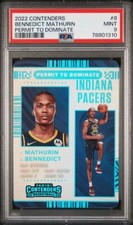 BENNEDICT MATHURIN 2022-23 PANINI CONTENDERS PERMIT TO DOMINATE RC #8 PSA 9 MINT