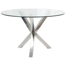 Moe's Redondo 48 inch Round Glass Dining Table with Stainless Steel Base Only