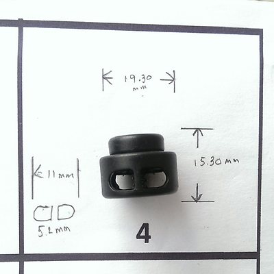 Plastic Cord Locks Stopper Toggle End Color  Choices- Black, White, Brass