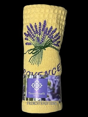 Waffle-Weave Towel Provence Lavender Yellow Designed in France, Made in Turkey